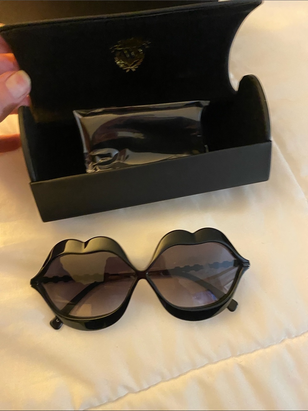 NWT Wildfox black and 
Gold lips  sunglasses Black and Gold Accessory Case